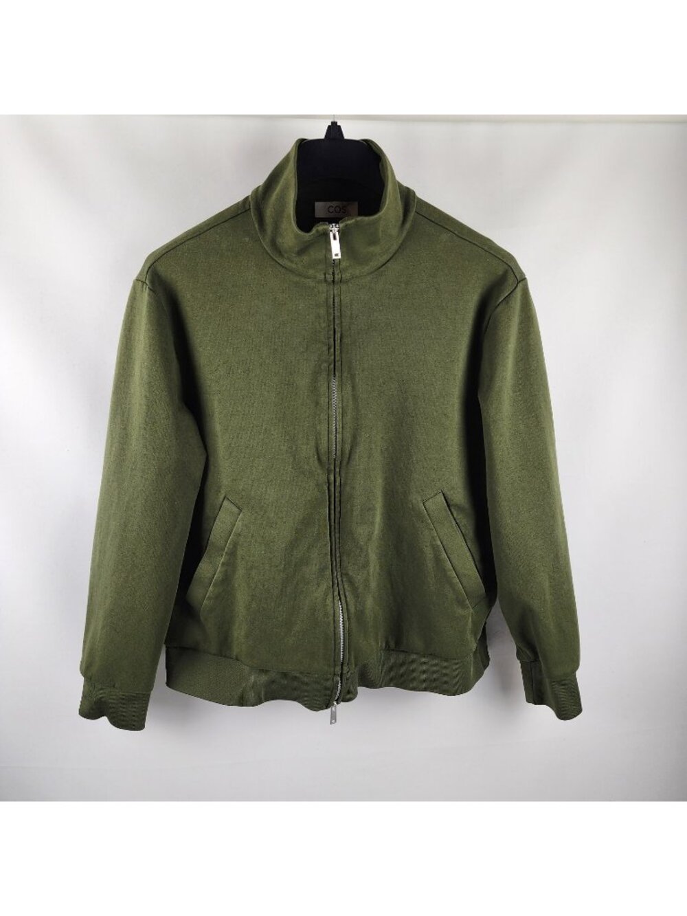 COS Jacket Mens Large Forest Green Regular Coupe Droite Full Zip